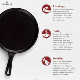 Cuisinel silicone handle cover on cast iron for safer grip during cooking