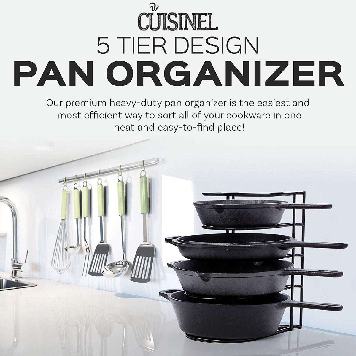Cuisinel rack mounts vertically or horizontally for flexible fitting