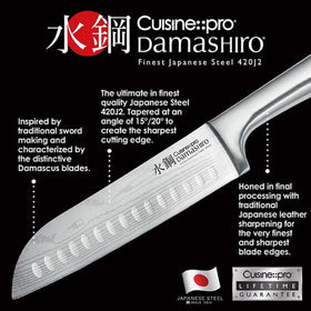 Cuisinepro Damashiro kitchen use in action on cutting board