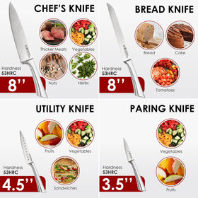 Cuisinepro Damashiro set spread displaying seven-piece knife collection