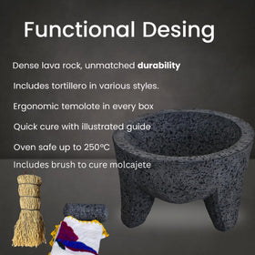 Cuitáxi molcajete pestle with bowl demonstrates traditional mortar for fresh salsas