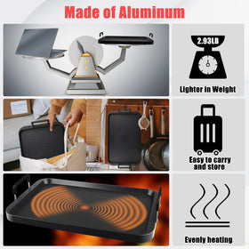 CukAid Flat Top Grill PTFE and PFOA-free coating promotes safe cooking.