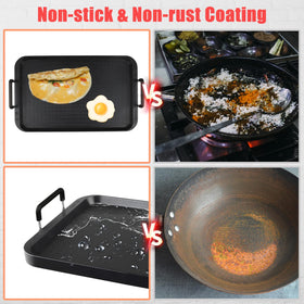CukAid Flat Top Grill non-stick ceramic coating eases food release.