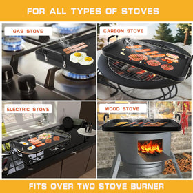 CukAid griddle camping setup demonstrating outdoor cooking versatility