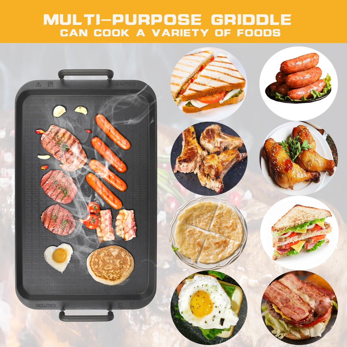 CukAid nonstick griddle back ribbed design indicating warp resistance