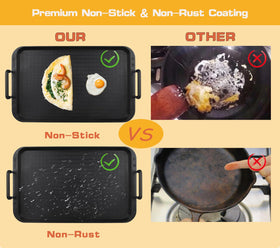 CukAid nonstick griddle surface closeup highlights smooth release