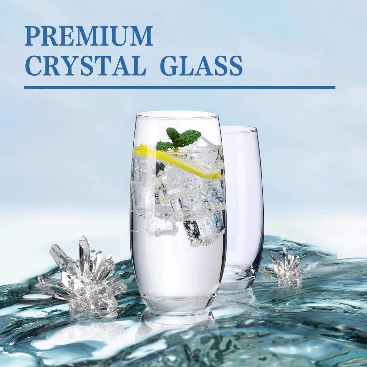 CUKBLESS 13 oz highball glass ideal for juice and mixed drinks at home.