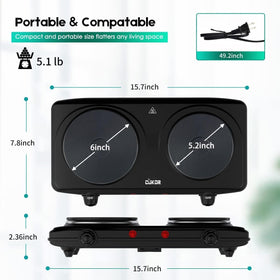 CUKOR dual electric stove burners suitable for frying and simmering.