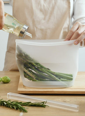 CuLiDing half-gallon bag prepared for soups and leftovers in the freezer.