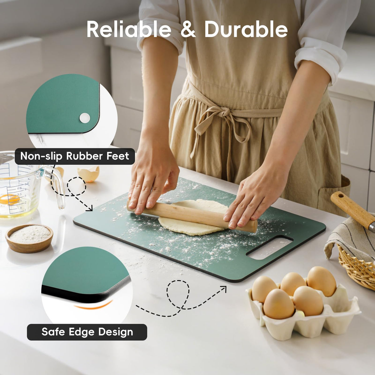 Heat-resistant up to 350°F; Culiex board doubles as a trivet for hot pots.