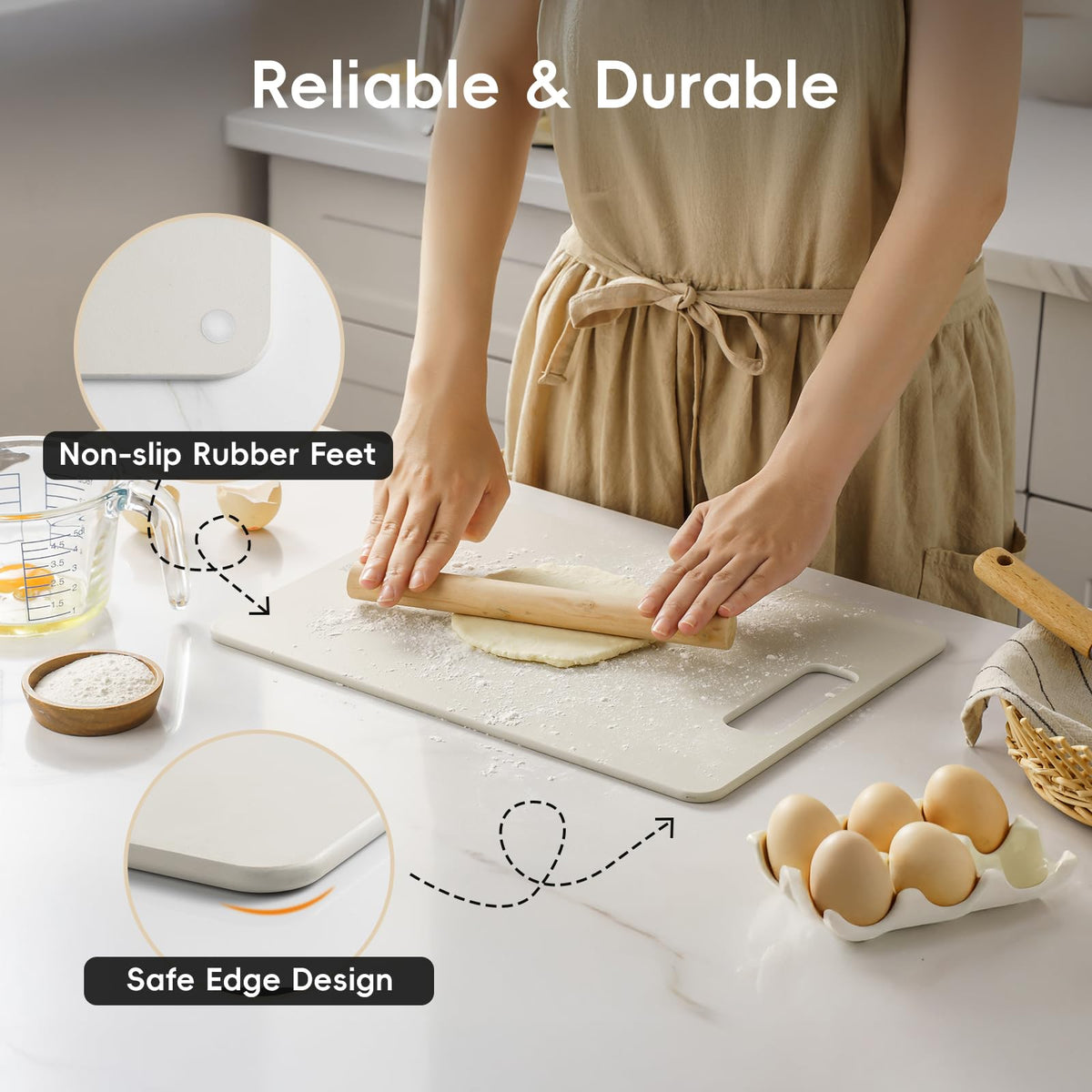 Culiex wood fiber board has a non-porous surface for safer food prep.