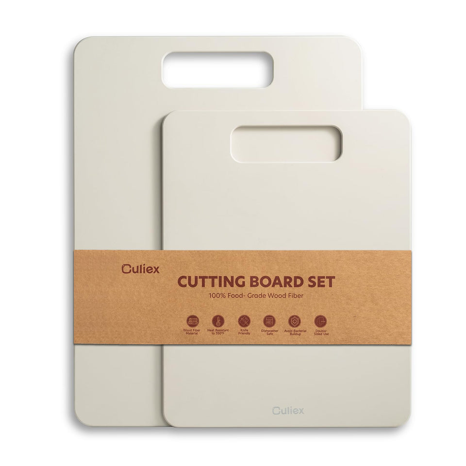 Culiex wood fiber cutting board small size, dishwasher-safe for easy cleanup.