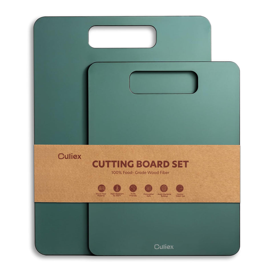 Culiex wood fiber cutting board small with non-slip base for stable chopping.