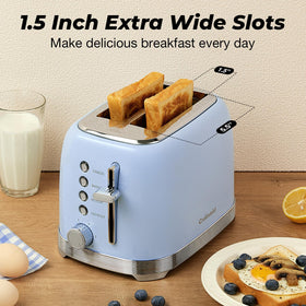 Culinaid 1.5-inch wide slots toaster ready to toast bagels and thicker breads.