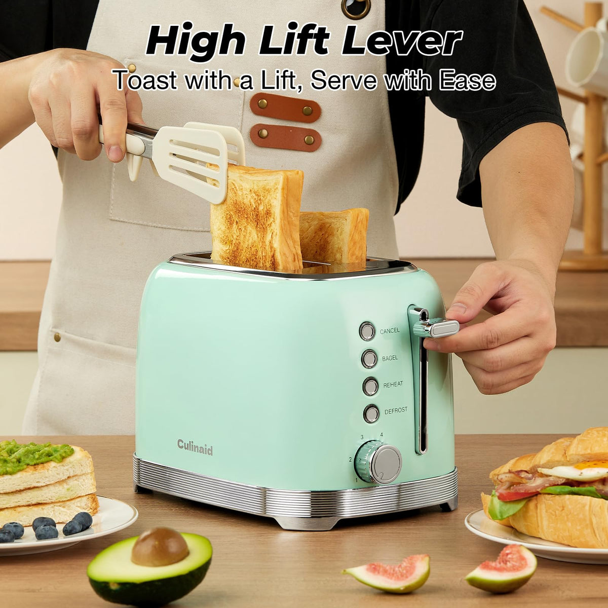 Culinaid aqua green toaster available in multiple colors for kitchen decor