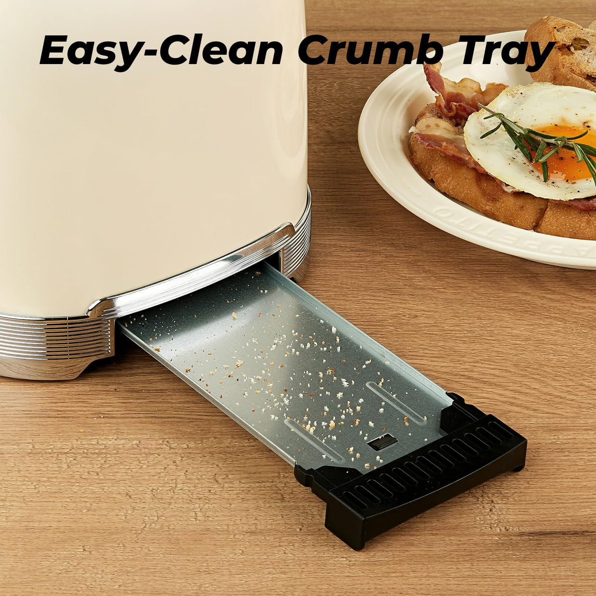 Culinaid 2 Slice removable crumb tray simplifies post toast cleanup.