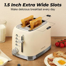 Culinaid 2 Slice toaster wide slots accommodate bagels and thicker bread with ease.