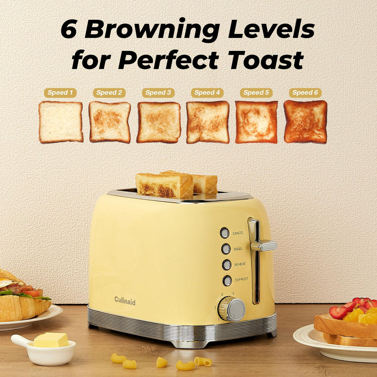 Culinaid Toaster 2 Slice bagel function toasted on one side.