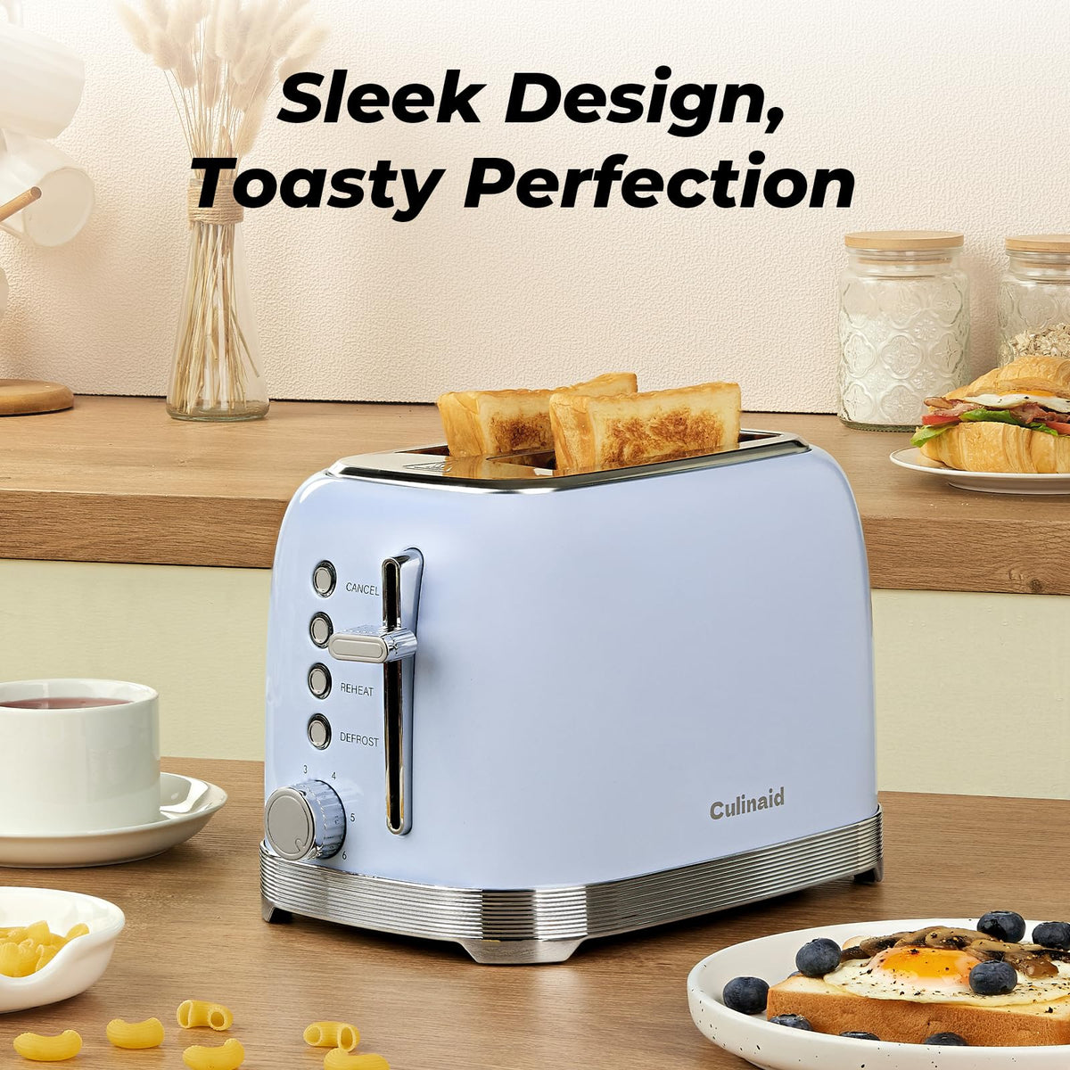 Culinaid toaster defrost function ready for frozen bread.