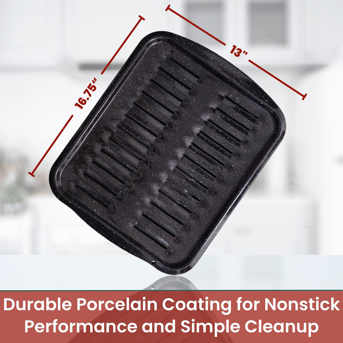 CULINARIN broiler pan porcelain coating withstands high heat for durable performance.