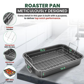 CULINARIN roasting pan 12x16 – dimensions shown for spacious oven roasting and even heat.