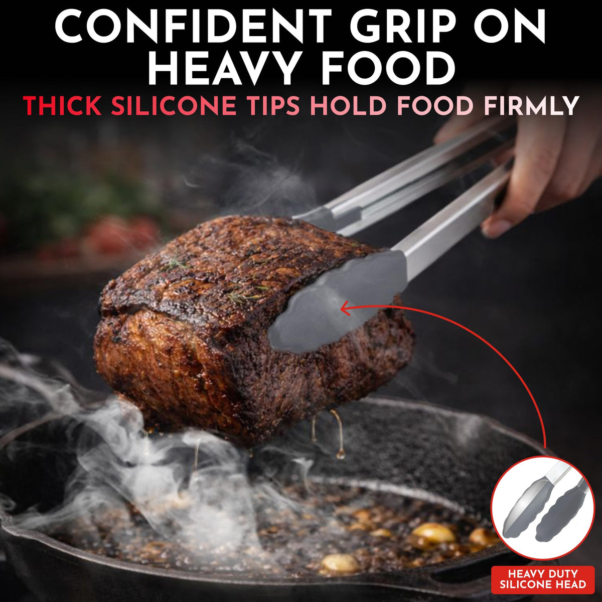 Culinary Couture 12-inch silicone-tipped tongs designed for grilling and larger dishes