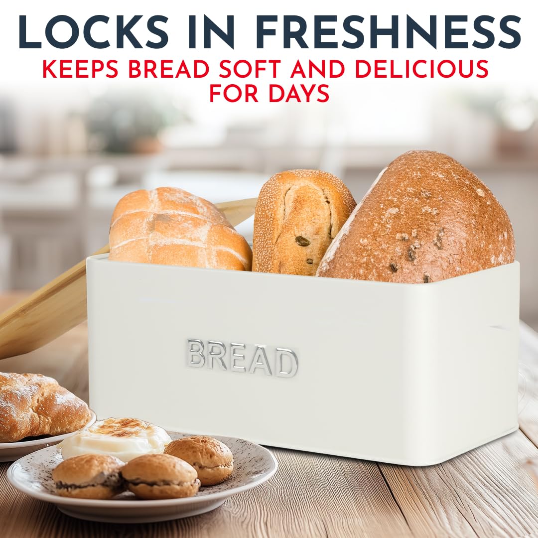 Culinary Couture bread box open interior shows ample loaf capacity