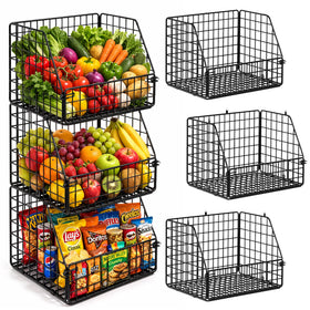 Culinary Couture 3-Tier Wall Basket assembly view for kitchen organization.
