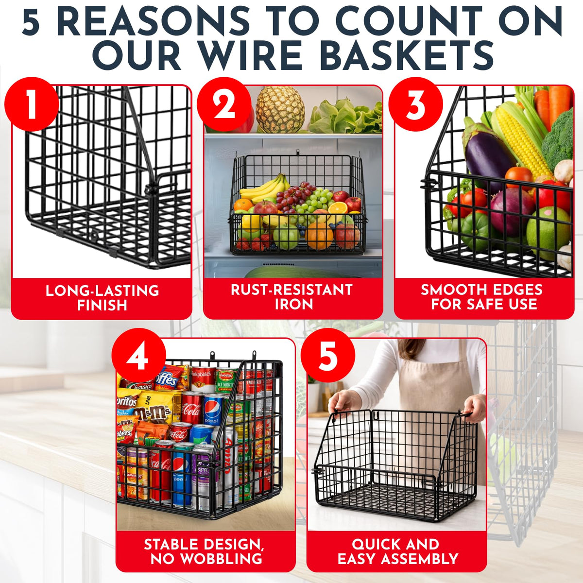 Culinary Couture rust-resistant iron construction for durable kitchen storage.