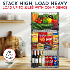 Culinary Couture stackable wall baskets offer versatile pantry storage.