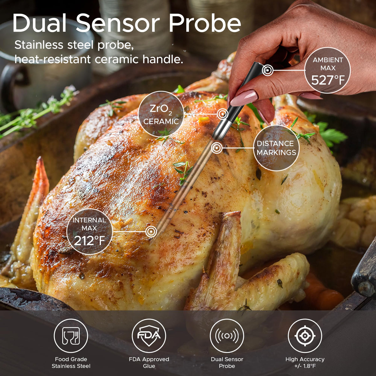 CulinaTech LCD booster screen allows quick temperature reads.