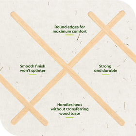 Close-up of rounded ends on CulinWare birch wood stirrers