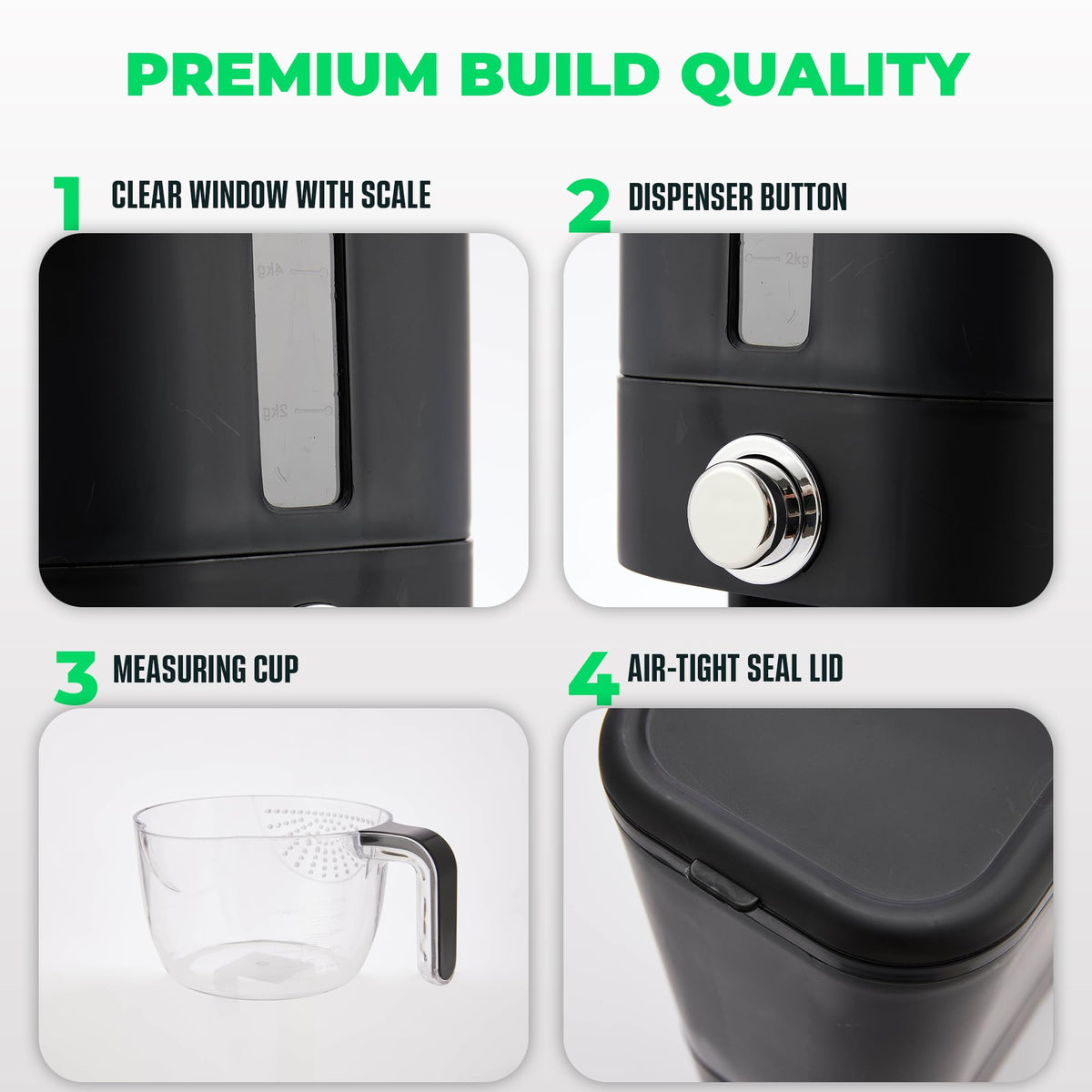 Culmino Rice Dispenser 25lbs lid sealed for freshness.
