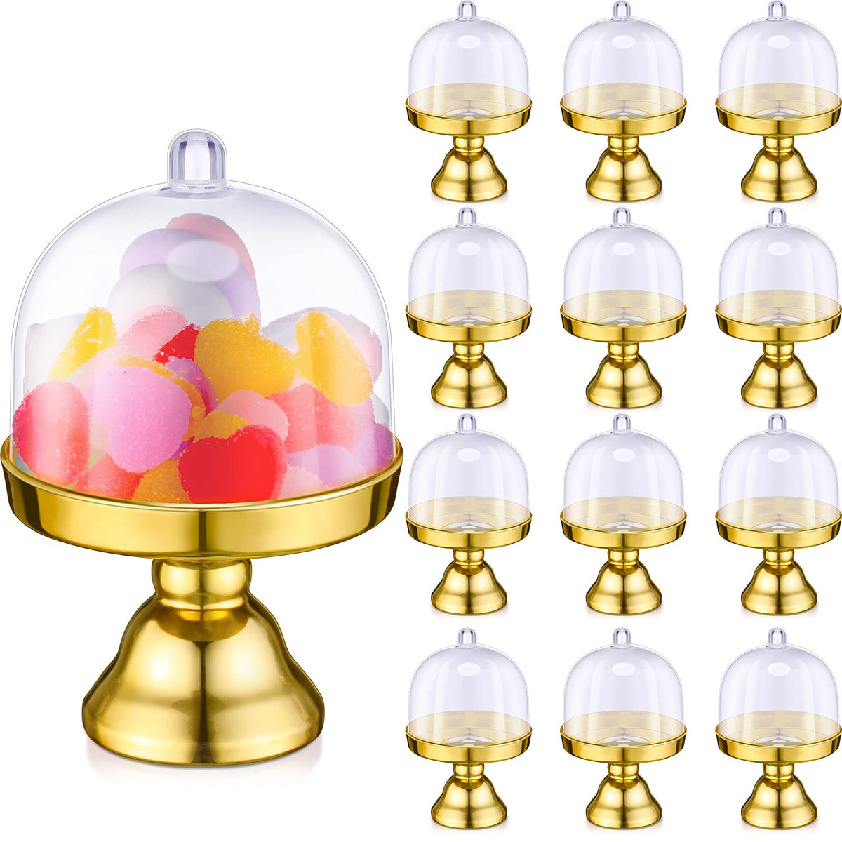Cunhill 24-piece mini cake stand with gold dome for elegant presentation