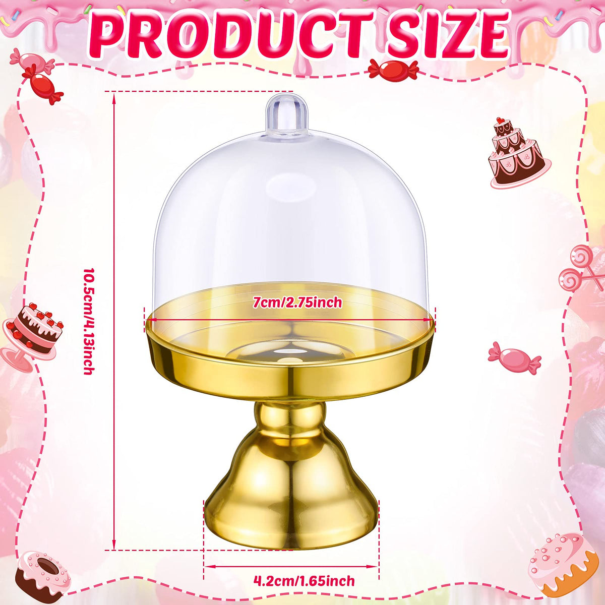 Cunhill 24-piece mini cake stand with clear dome for visibility