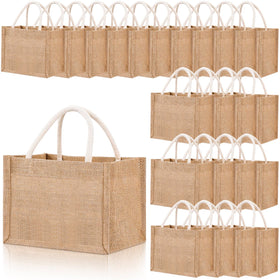 Cunno 24-pc burlap tote bags front view for easy gifting and events
