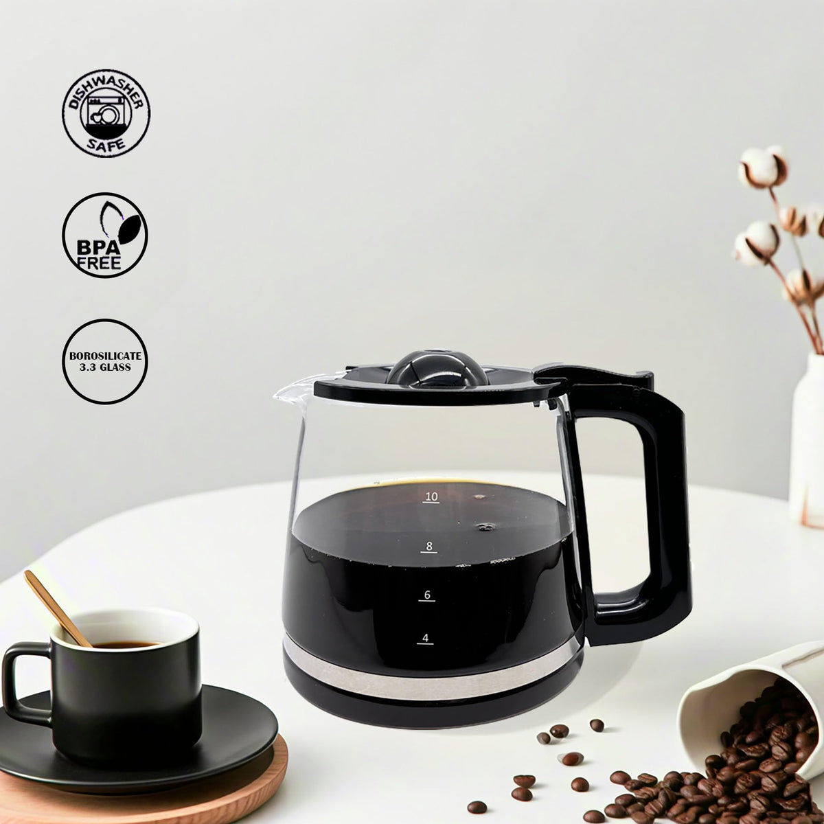 Efficient brewing with CupSync pot for consistent heat distribution.