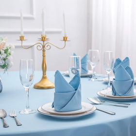 Blue Mist Cupuamon napkins complement varied table decor themes.