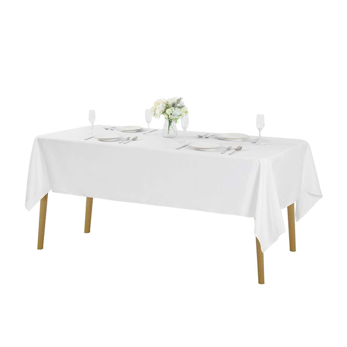 Cupuamon rectangle tablecloth 60x120 white full table setup adds refined elegance to weddings