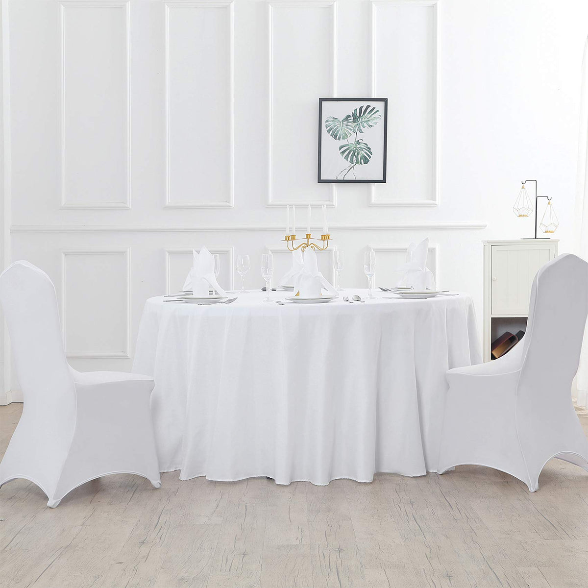 Cupuamon round tablecloth 108-inch white available in 24 colors for coordination
