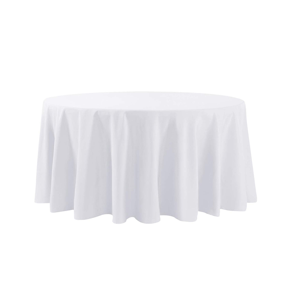 Cupuamon 108-inch white round tablecloth with neat seams for refined presentation