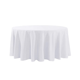 Cupuamon 108-inch white round tablecloth with neat seams for refined presentation
