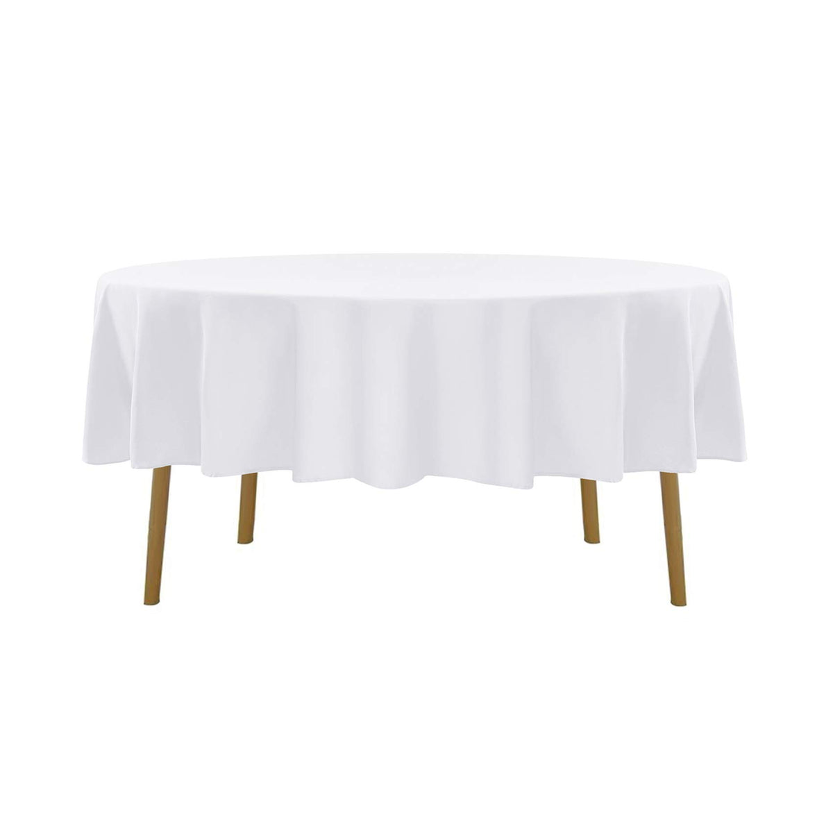 Cupuamon round tablecloth white with hem edge detail showing neat stitching.