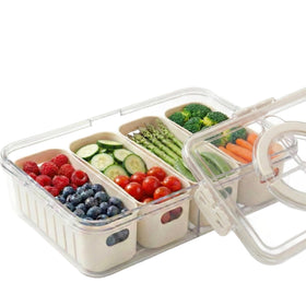 Curiocuterie dishwasher-safe salad bar container in fridge for easy cleanup
