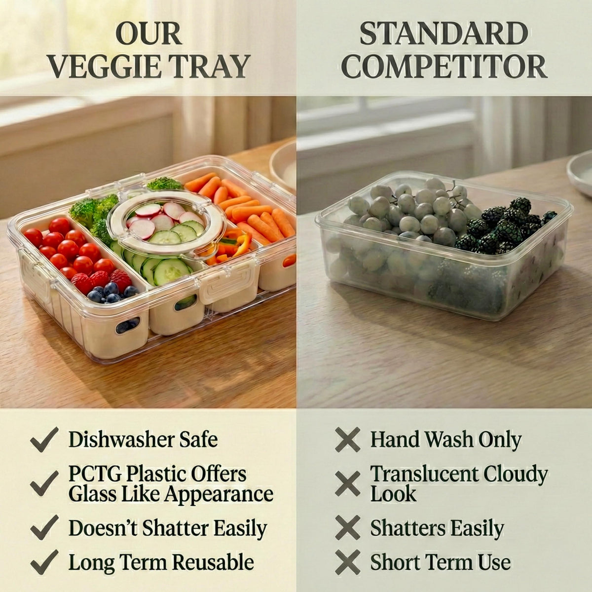 Curiocuterie four-compartment design helps prevent cross-contamination