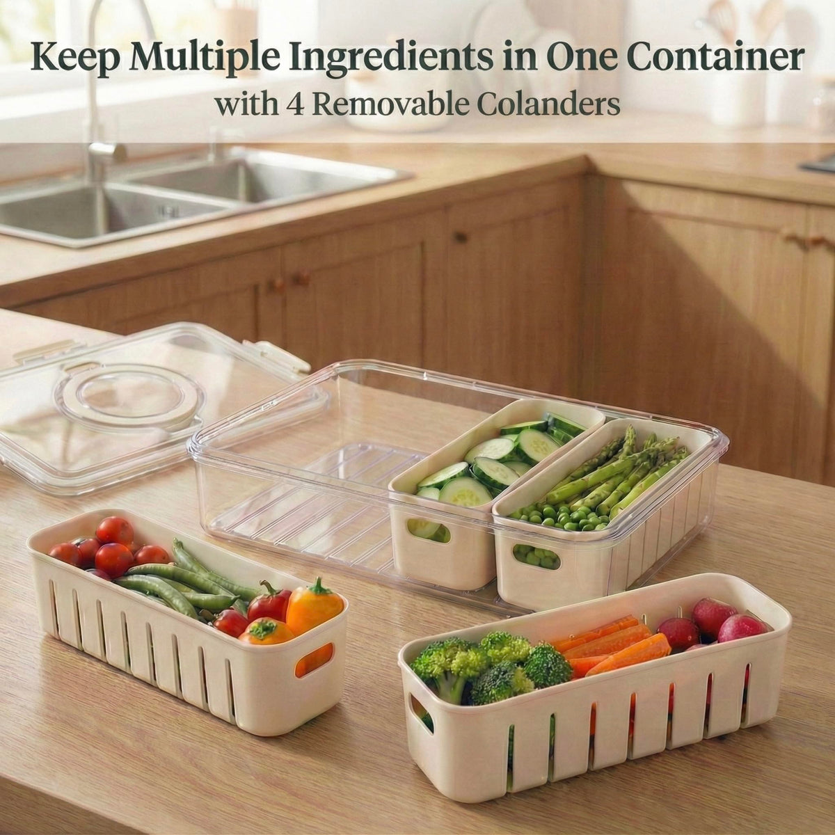 Curiocuterie stackable fridge storage container keeps produce organized