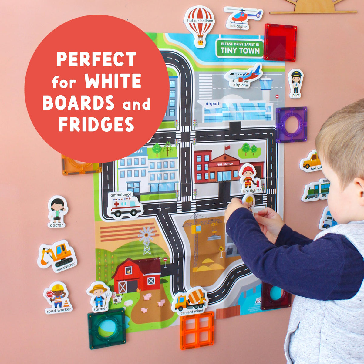 Curious Columbus letters and phonics magnets support early literacy.
