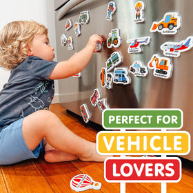 Curious Columbus professions magnets collection encourages pretend play and role recognition.