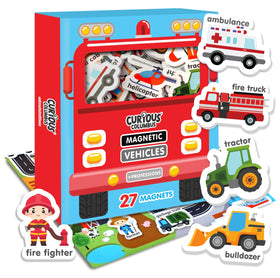 Curious Columbus vehicles magnets collection helps preschoolers recognize vehicles.