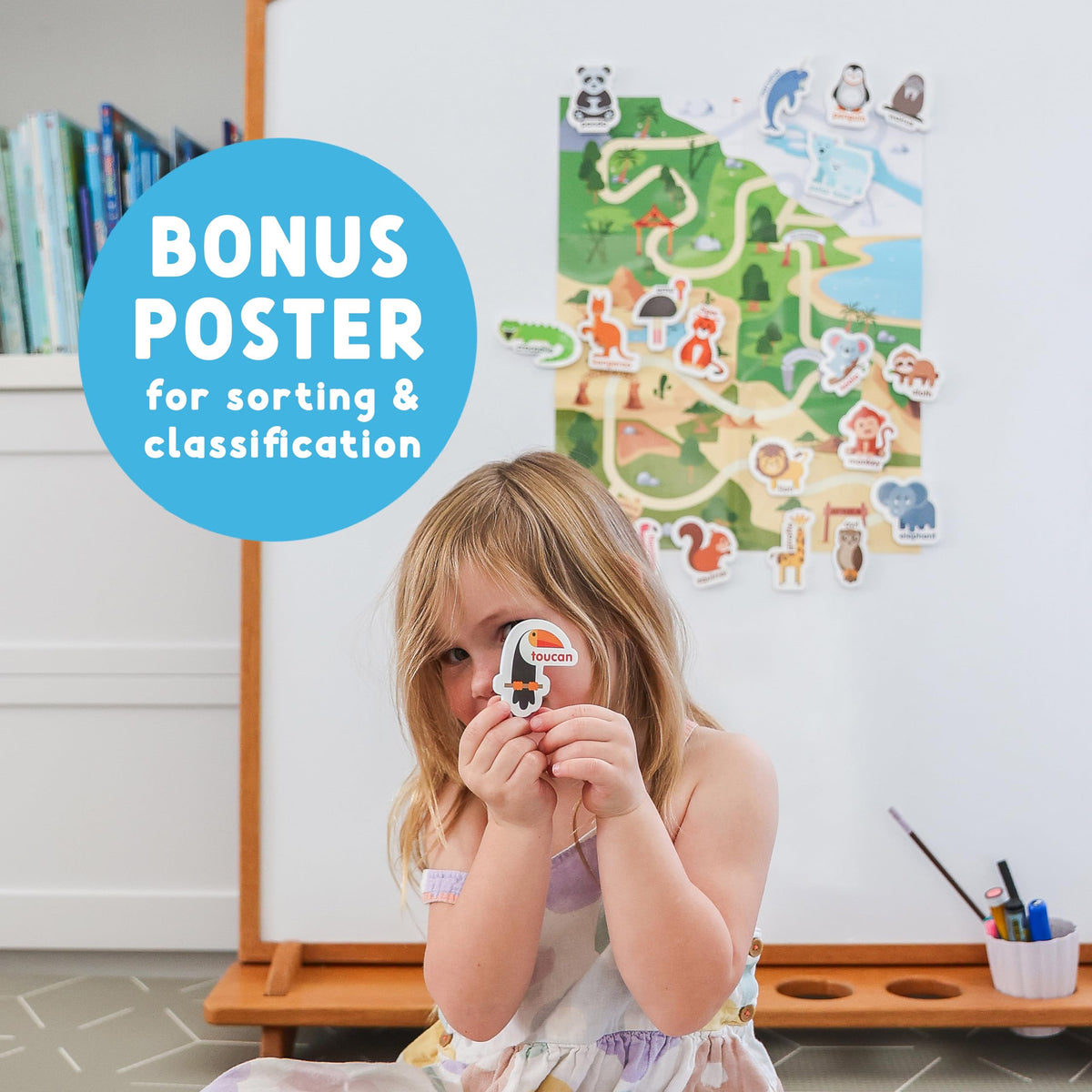 Curious Columbus waterproof magnets wipe clean after splashy play sessions